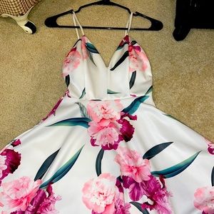 White floral tank top dress